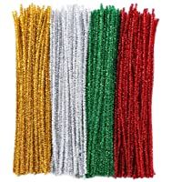 Limpiapipas 400 navideños Glitter Pipe Cleaners Crafts Set Limpiadores de Pipa Tallos de Chenilla Colores Variados para…